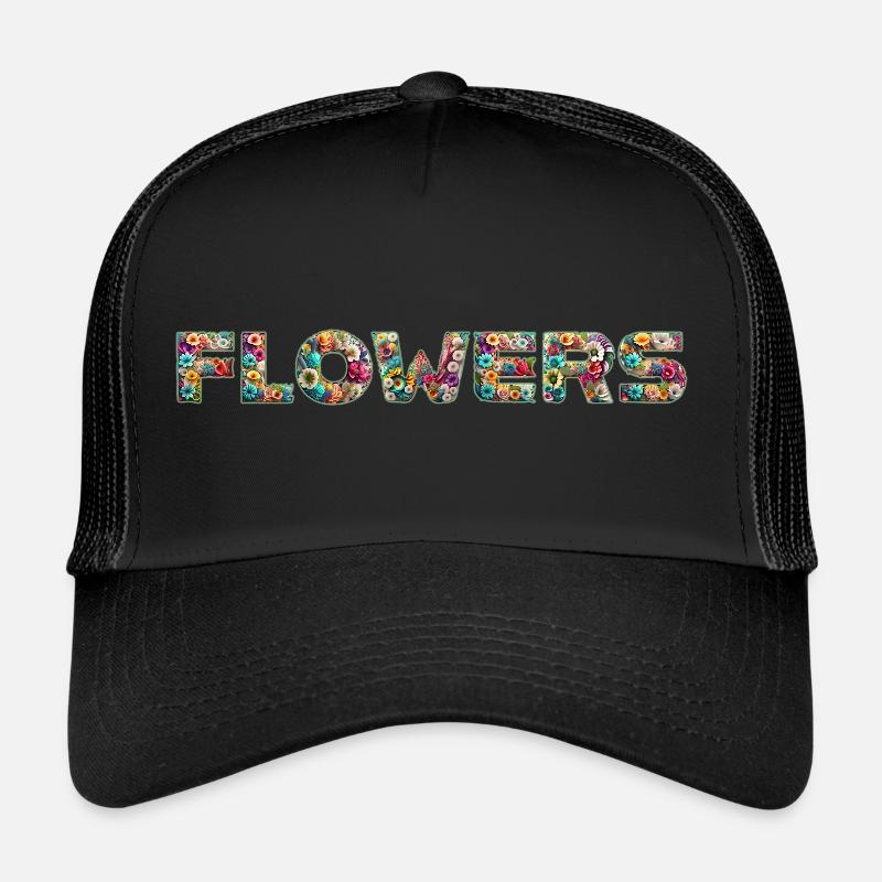 💐🌸🌻 FLEURS - Fleurs 🌻 🌸💐 - Casquette trucker  - noir/noir