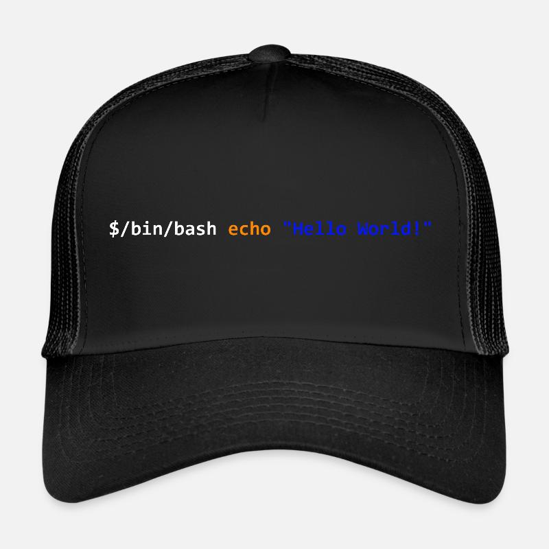 Hello World! Bash - Trucker Cap - Schwarz/Schwarz