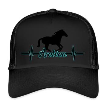 Ligne coeur arabe cheval arabe - Casquette trucker  - noir/noir - Devant