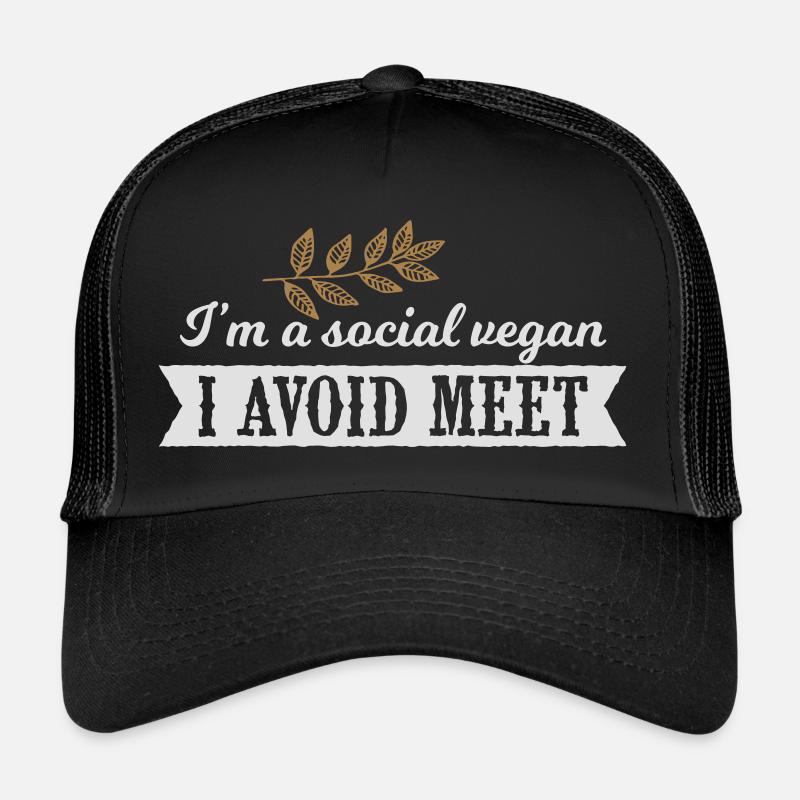 I'm Social Vegan I Avoid Meet - Trucker Cap - Schwarz/Schwarz