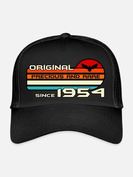original 1954 birthday 68 years 68th anniversary - Trucker Cap - black/black - Front