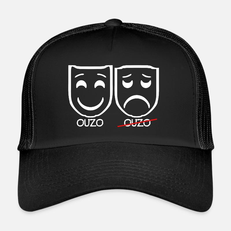 Funny Sad Masks Ouzo Funny Gifts Trucker Cap