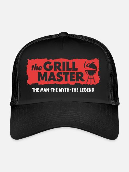 Le dicton culte des grillades Grillmaster BBQ - Casquette trucker  - noir/noir - Devant