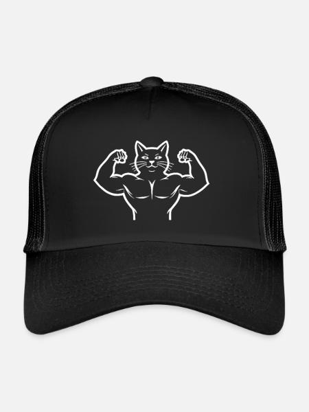 Chat carrossier - Chat sportif - Casquette trucker  - noir/noir - Devant