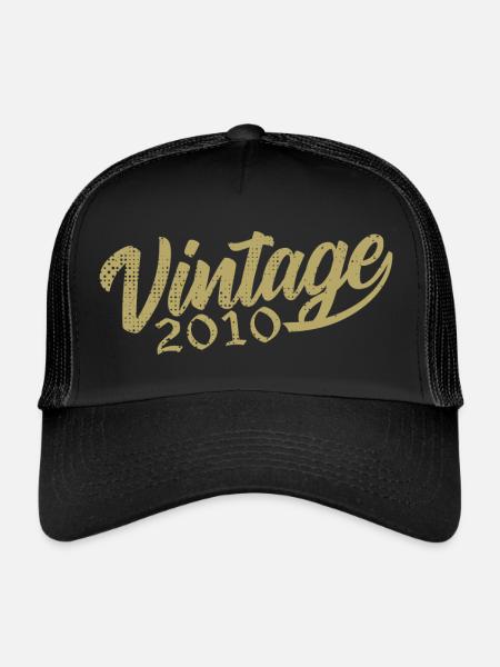 2010 Vintage 2010 Retro 2010 Birthday Gift - Trucker Cap - black/black - Front