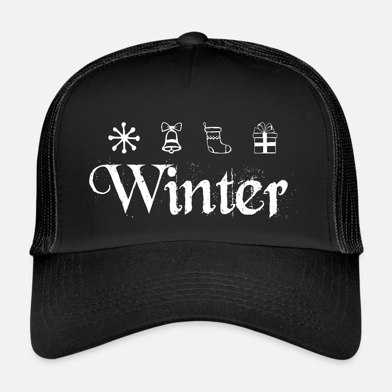 Winter Symbols Ski Sledge and Snowboarder Trucker Cap