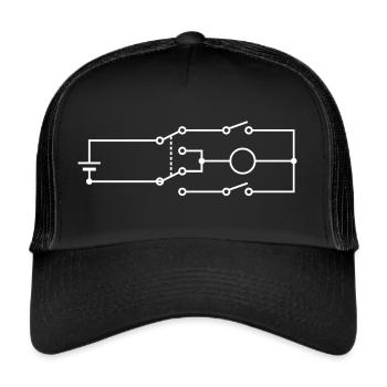 Minimalistisches Schaltplan Weiss Design - Trucker Cap - Schwarz/Schwarz - Vorne