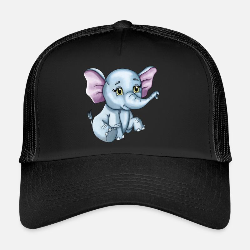 Bébé éléphant heureux mignon - Casquette trucker  - noir/noir