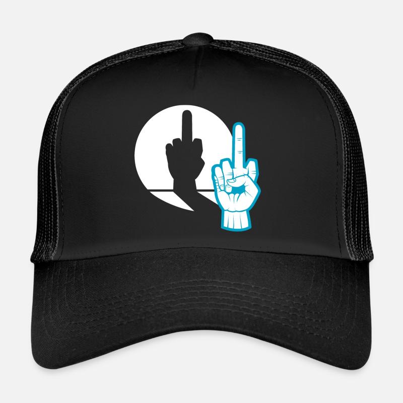 Shadow play middle finger provocation gift Trucker Cap