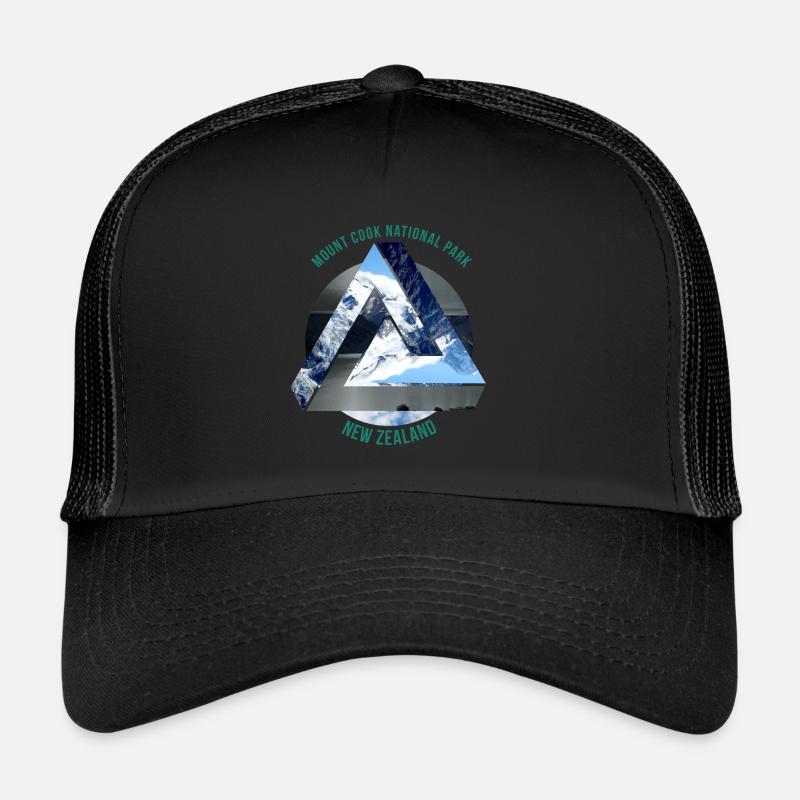 Mount Cook Neuseeland Wanderlust Geschenkidee - Trucker Cap - Schwarz/Schwarz