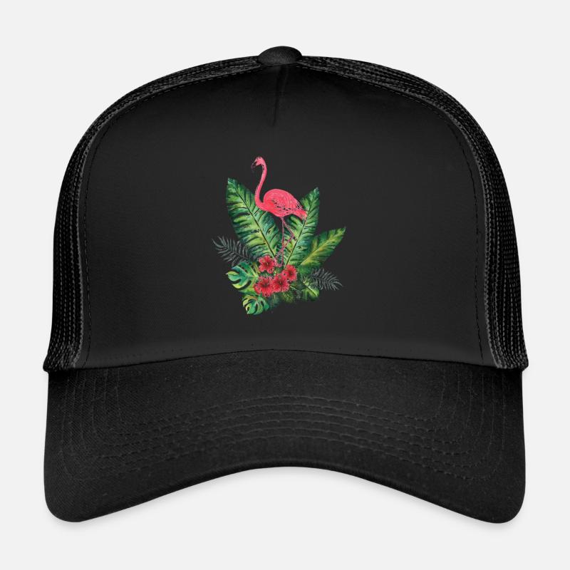 Tropischer Flamingo - Trucker Cap - Schwarz/Schwarz