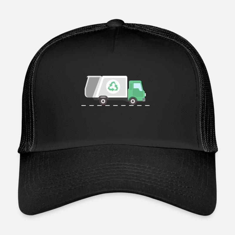 Müllwagen Müllauto Recycling Geschenk - Trucker Cap - Schwarz/Schwarz
