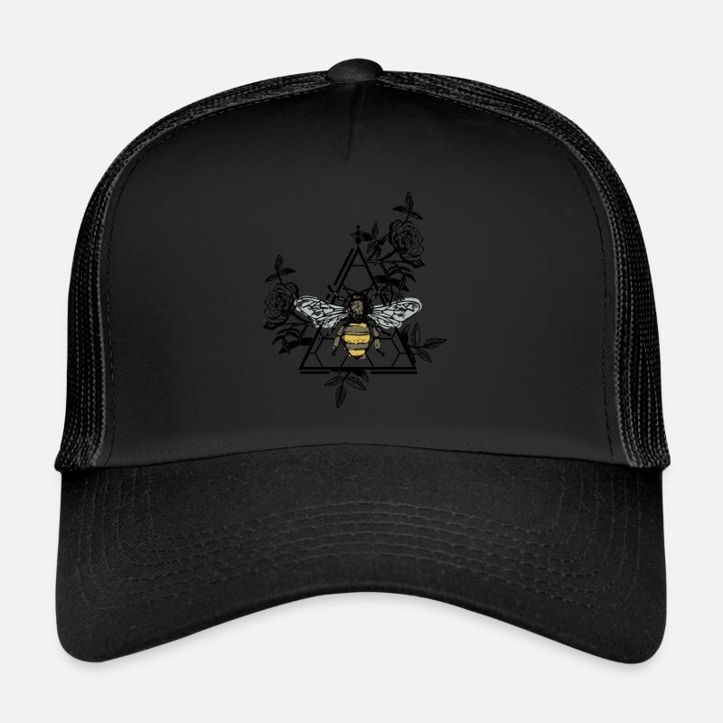 Idée cadeau de swag en nid d'abeille Bee wasp hornet - Casquette trucker  - noir/noir
