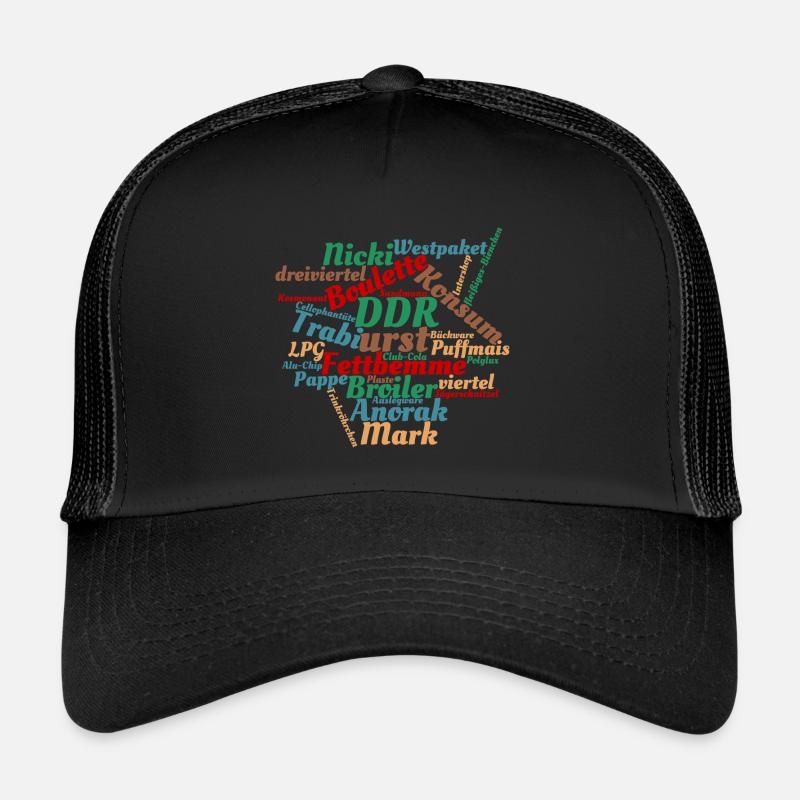 DDR Ostalgie Wörtersammlung - Trucker Cap - Schwarz/Schwarz