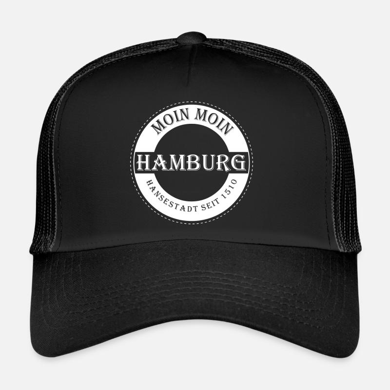 Hamburg Logo Moin Moin in Weiss - Trucker Cap - Schwarz/Schwarz