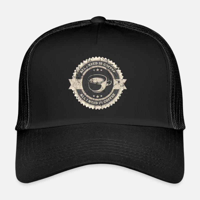 Kaffee - Trucker Cap - Schwarz/Schwarz