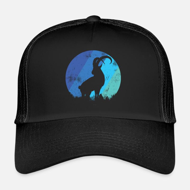 Steinbock Capricorn zerkratzt - Trucker Cap - Schwarz/Schwarz