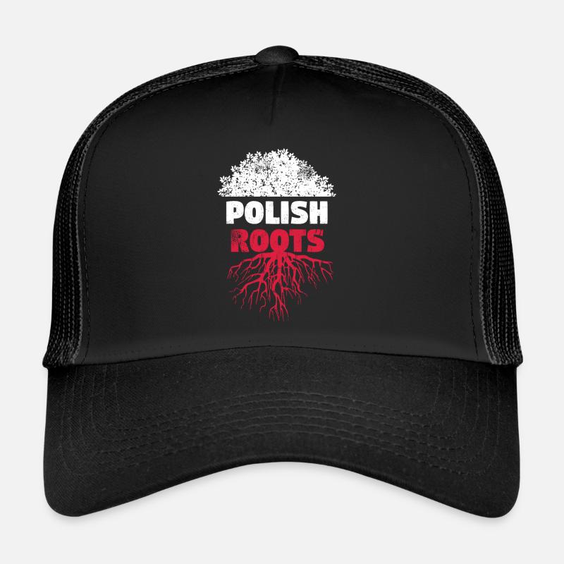 Polen Wurzeln Zerkratzt - Trucker Cap - Schwarz/Schwarz