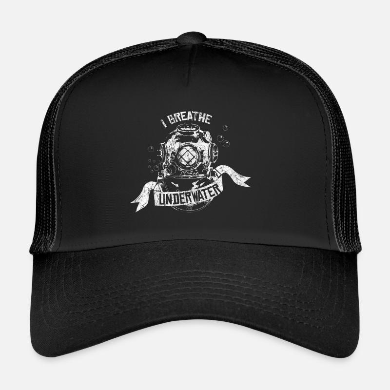 Tauchen Schwimmen Geschenkidee - Trucker Cap - Schwarz/Schwarz