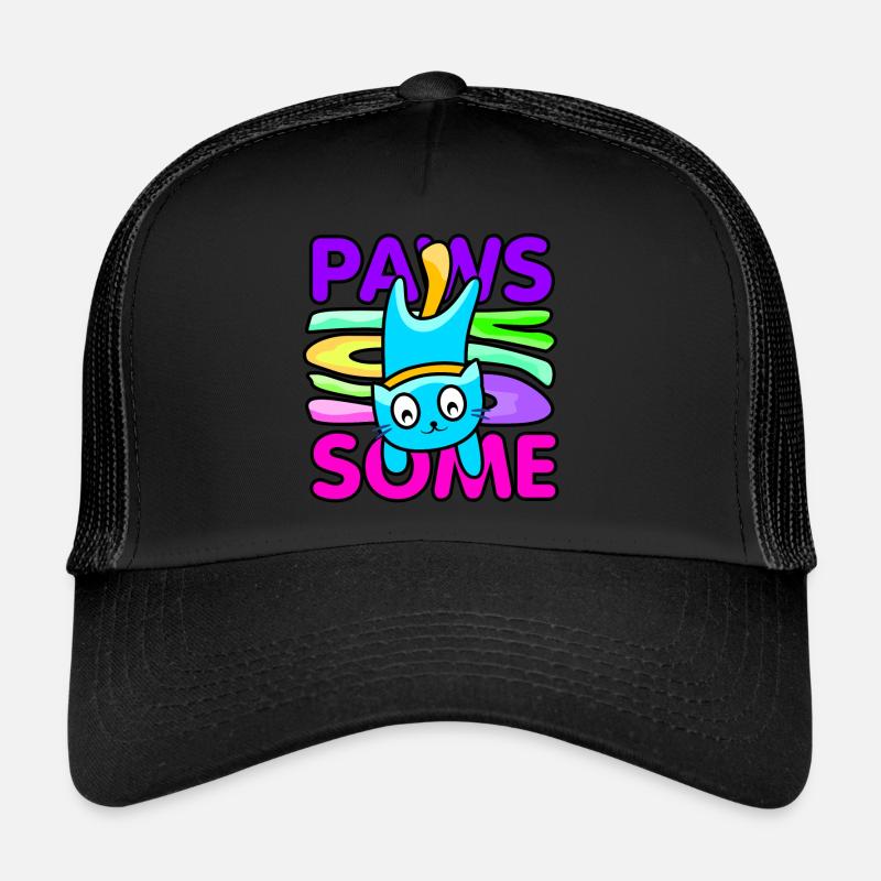 Chat mignon coloré - Casquette trucker  - noir/noir