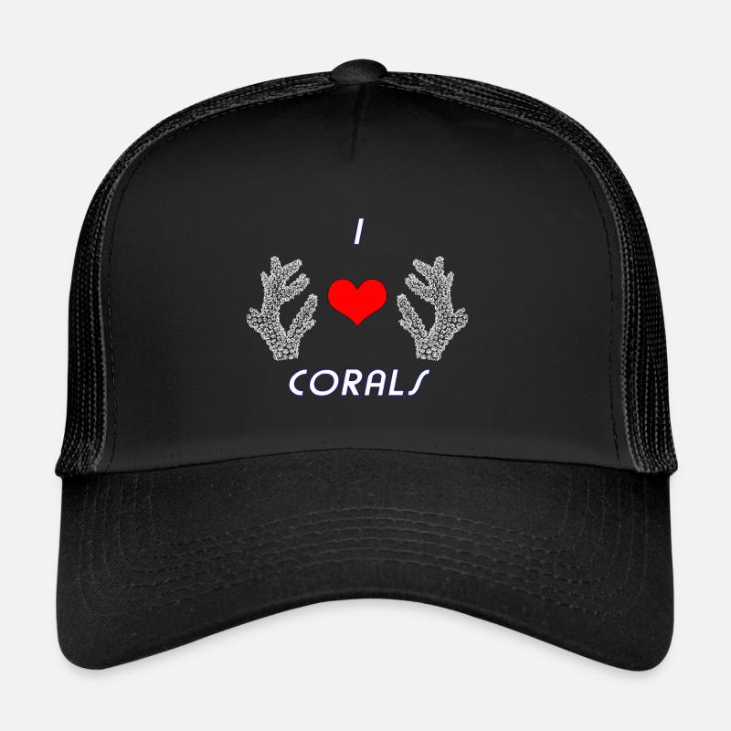 Ich liebe Korallen / I love corals - Trucker Cap - Schwarz/Schwarz