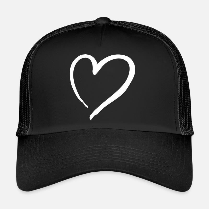 Heart white brushstroke - Trucker Cap - black/black