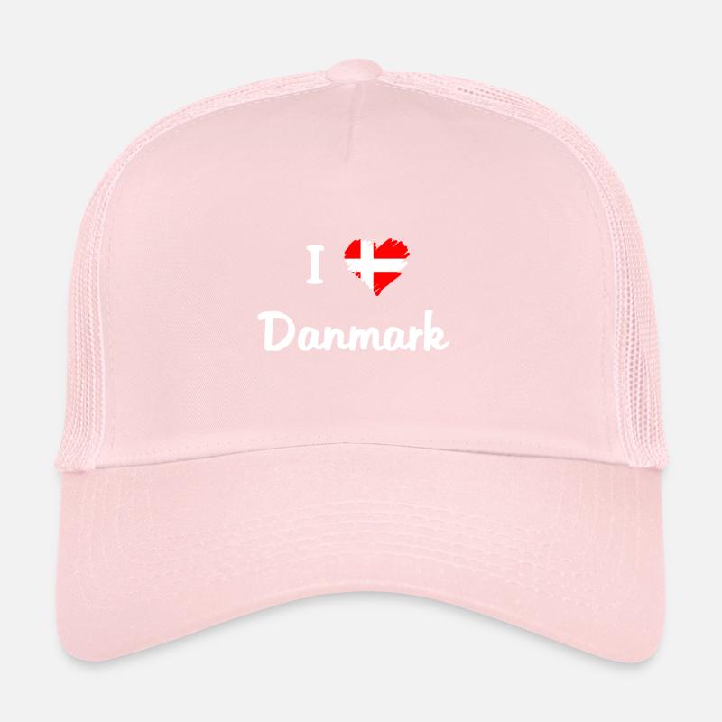 J'aime le Danemark. Danemark. Casquette trucker 