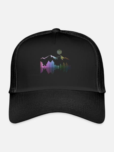 Paysage, art, montagnes, forêt, street art, désert - Casquette trucker  - noir/noir - Devant