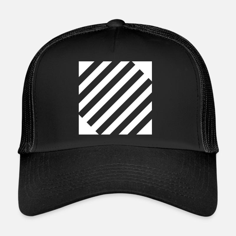 Linien Striche Zebra - Trucker Cap - Schwarz/Schwarz