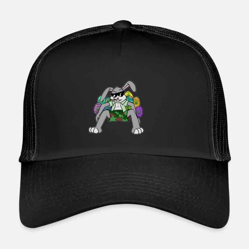 Kiffender lapin de Pâques, cadeau Pâques mauvaise herbe Casquette trucker 