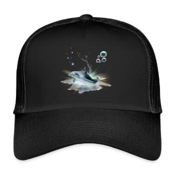 Delphin Shirt und Accessoires - Trucker Cap - Schwarz/Schwarz - Vorne