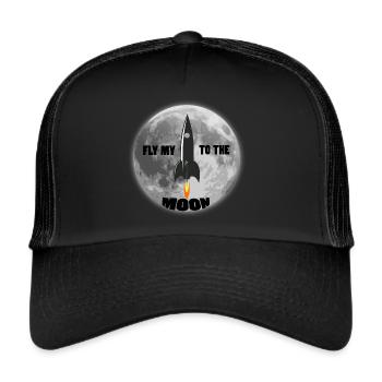 FLY MY TO THE MOON,SPACESHIP,LUNE, FUSÉE - Casquette trucker  - noir/noir - Devant
