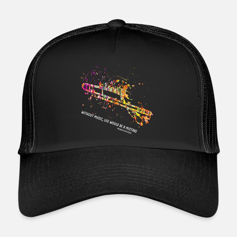 posaune instrument Farbexplosion - Trucker Cap - Schwarz/Schwarz