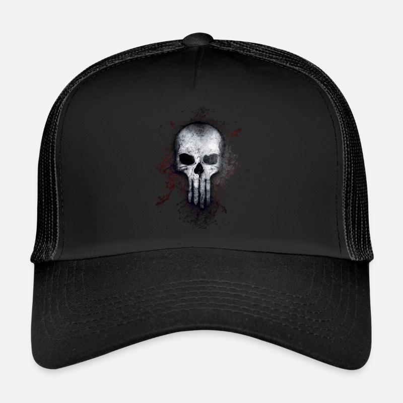 Skull Skull Death Gothic Paint Splatter Art Trucker Cap