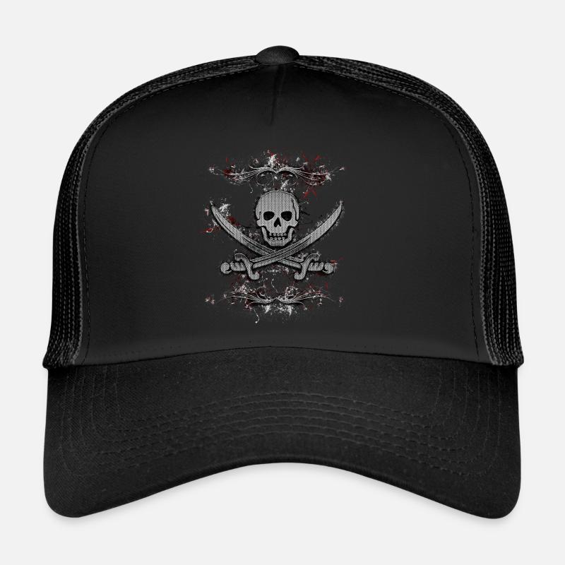 Jolly Roger Skull Pirate Paint Splatter Casquette trucker 