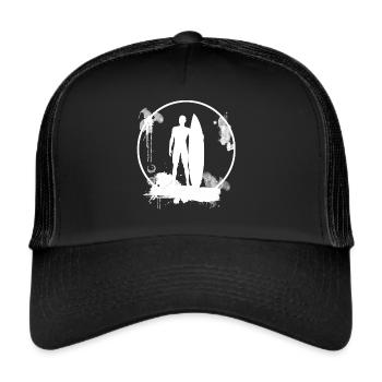 Surfen Cool Vintage Look - Trucker Cap - Schwarz/Schwarz - Vorne
