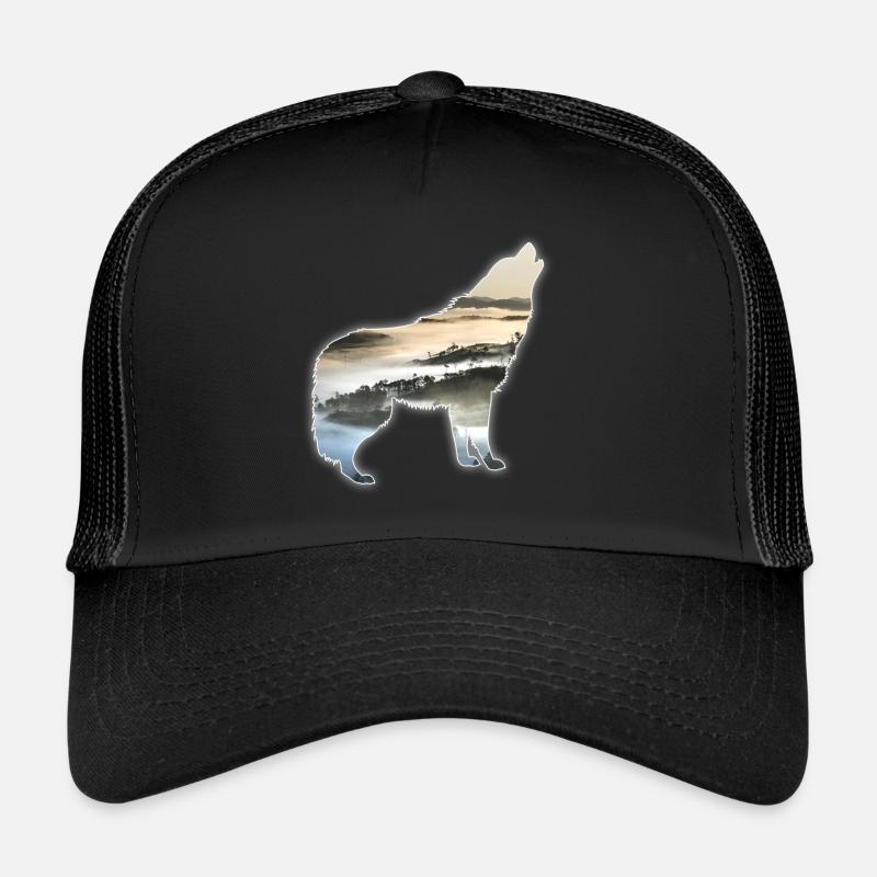 Wolf paysage montagnes de brouillard cadeau Casquette trucker 
