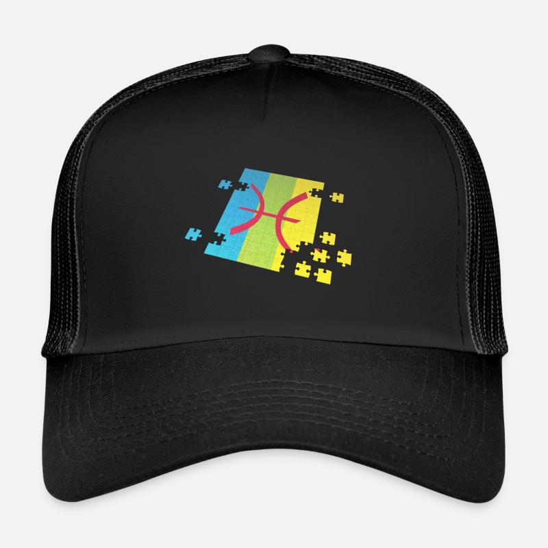 Die Amazigh Berber Flagge - Trucker Cap - Schwarz/Schwarz