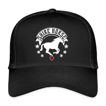 Pferd Pferderasse Shire Horse Silhouette - Trucker Cap - Schwarz/Schwarz - Vorne