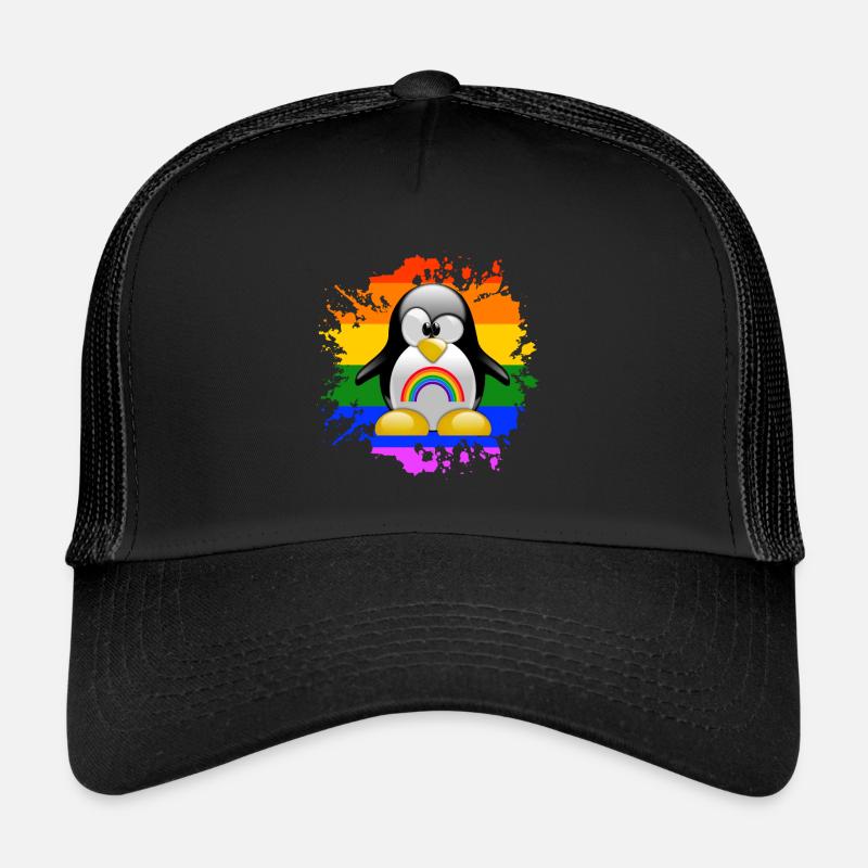 LGBT Penguin Gay Pride CSD Rainbow - Trucker Cap - black/black