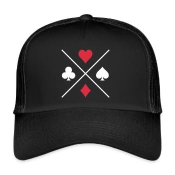 Cartes de poker Icône Cross Cross Spades Heart Check - Casquette trucker  - noir/noir - Devant