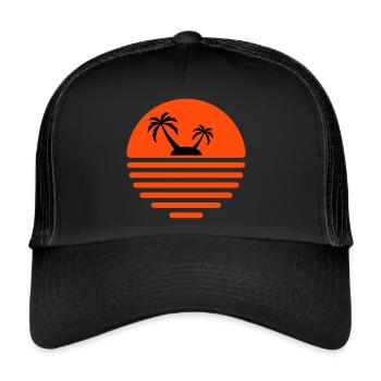 81 Soleil île de la mer palmiers - Casquette trucker  - noir/noir - Devant