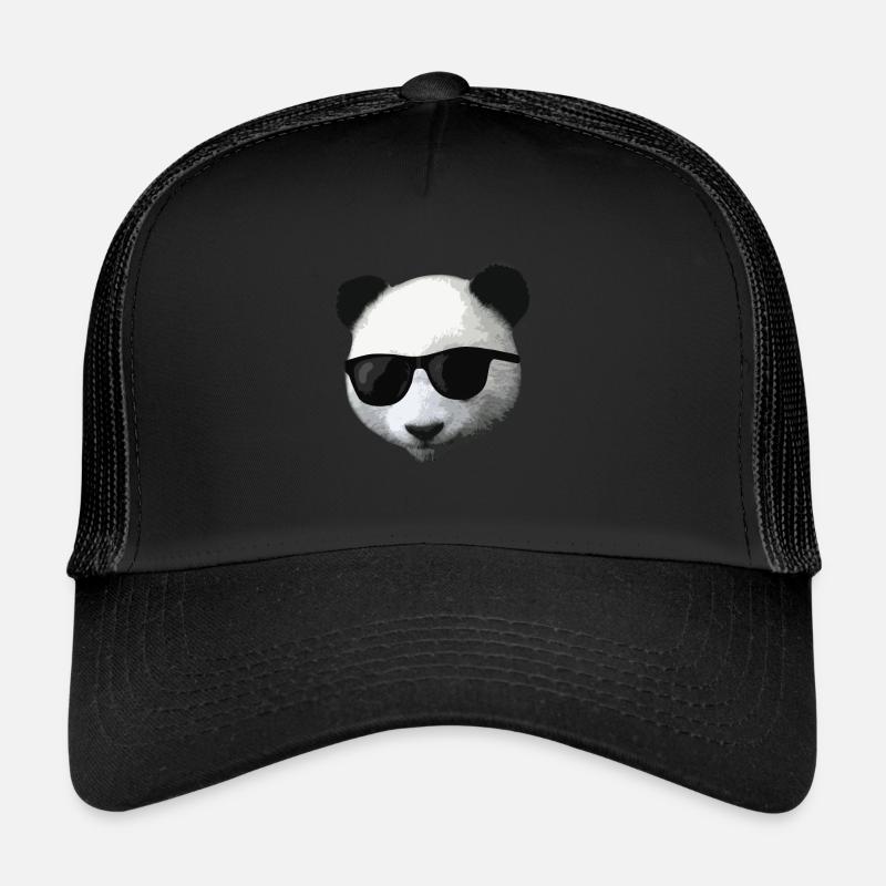 Panda Pandabär Tier cool Sonnenbrille - Trucker Cap - Schwarz/Schwarz
