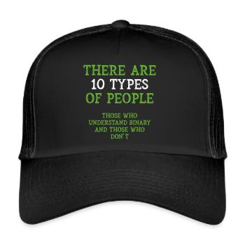 Types binaires - Casquette trucker  - noir/noir - Devant