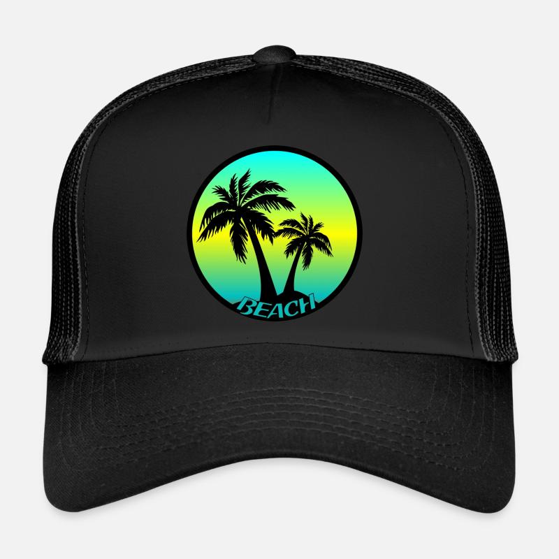 Buntes Beach Logo mit Palmen Trucker Cap