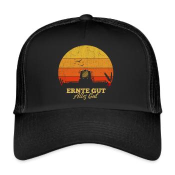 Mähdrescher – Ernte Gut, alles Gut - Trucker Cap - Schwarz/Schwarz - Vorne