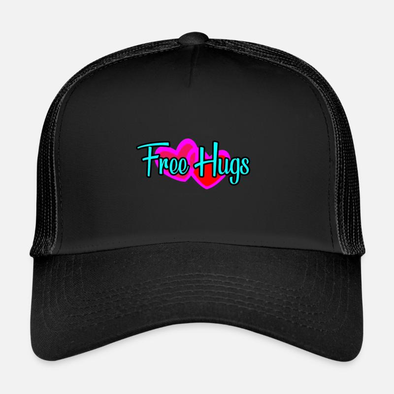 Free hugs! Love affection embrace trust - Trucker Cap - black/black