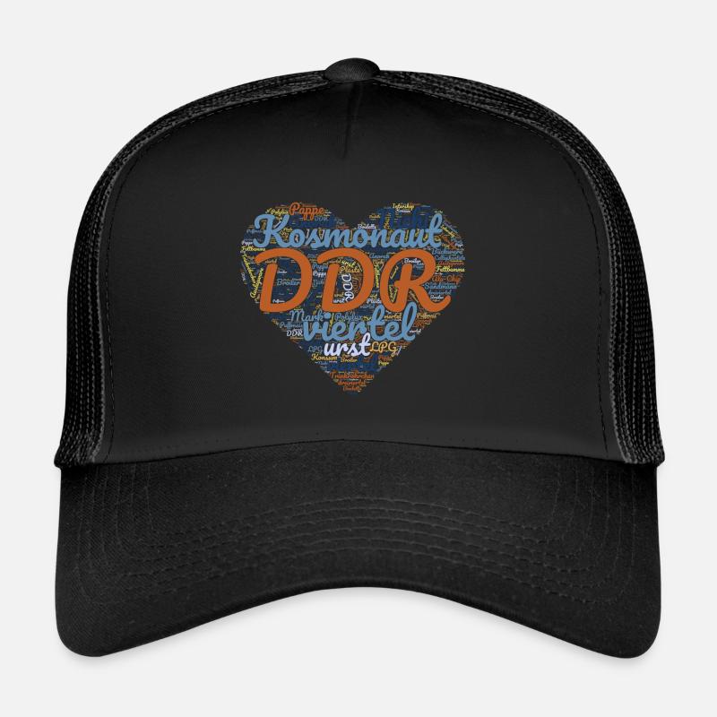 DDR Ostalgie Herz - Trucker Cap - Schwarz/Schwarz