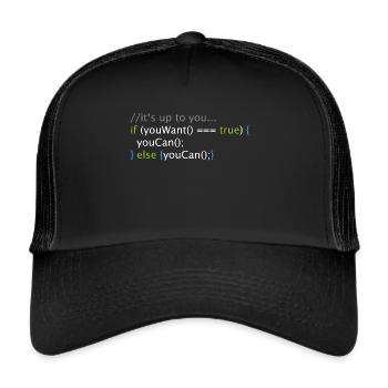 Informatique Nerd Geek Code programmeur - Casquette trucker  - noir/noir - Devant