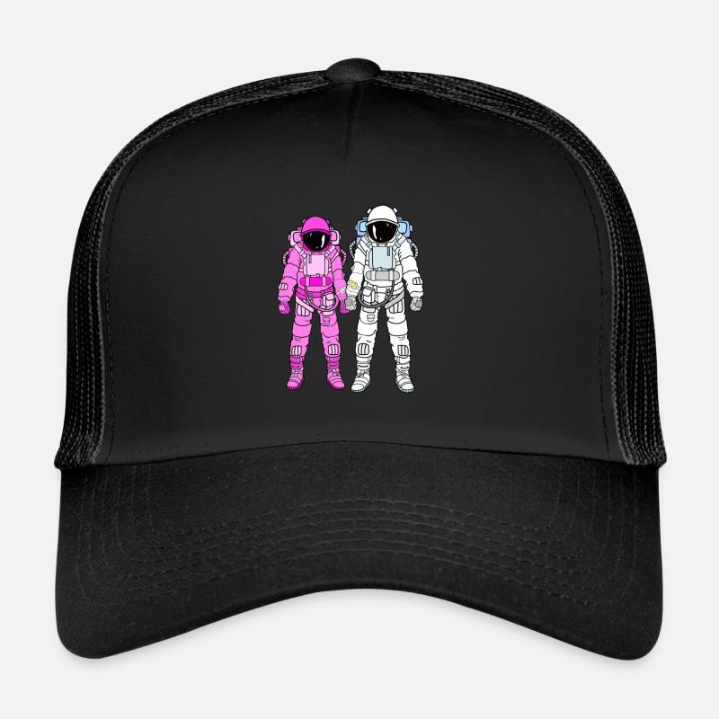 Astronauten Paar - Trucker Cap - Schwarz/Schwarz